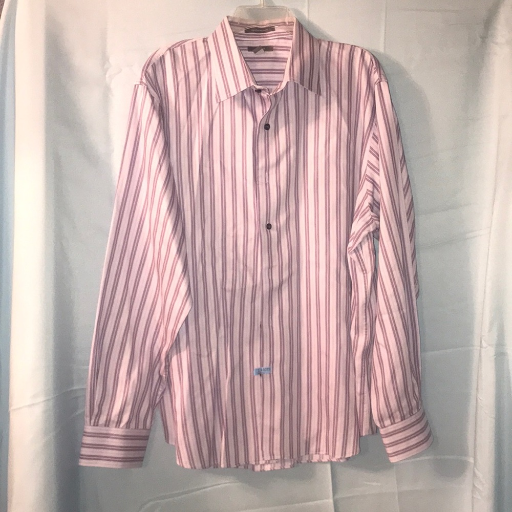 Men’s XL LS Apt 9 Dress Shirt Purple Striped